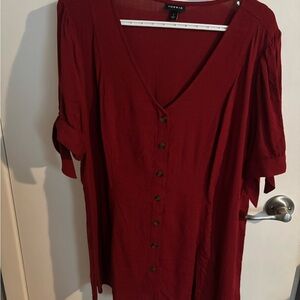 Torrid Deep Red Button-Down Shirt